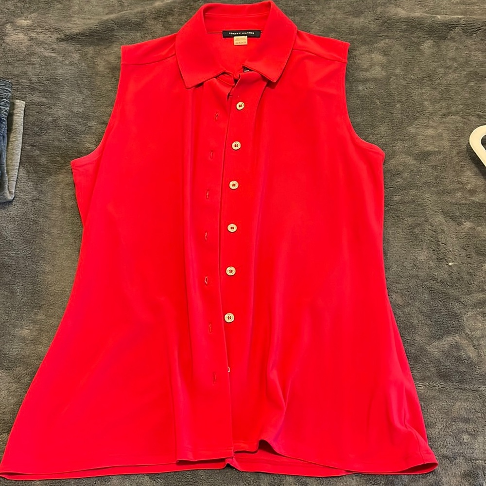 Tommy Hilfiger red button up blouse
